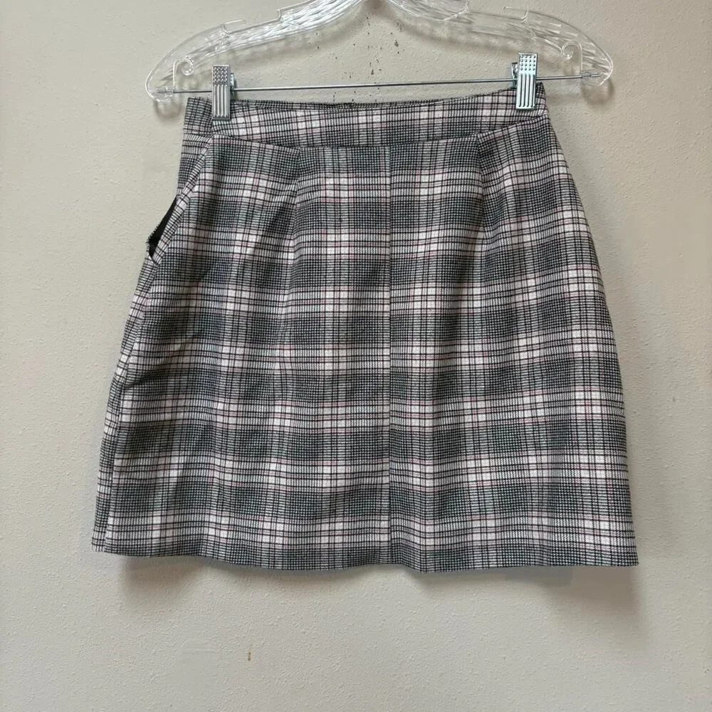 Hollister XS Y2K Plaid Mini Skirt Schoolgirl Preppy Grunge Button Front